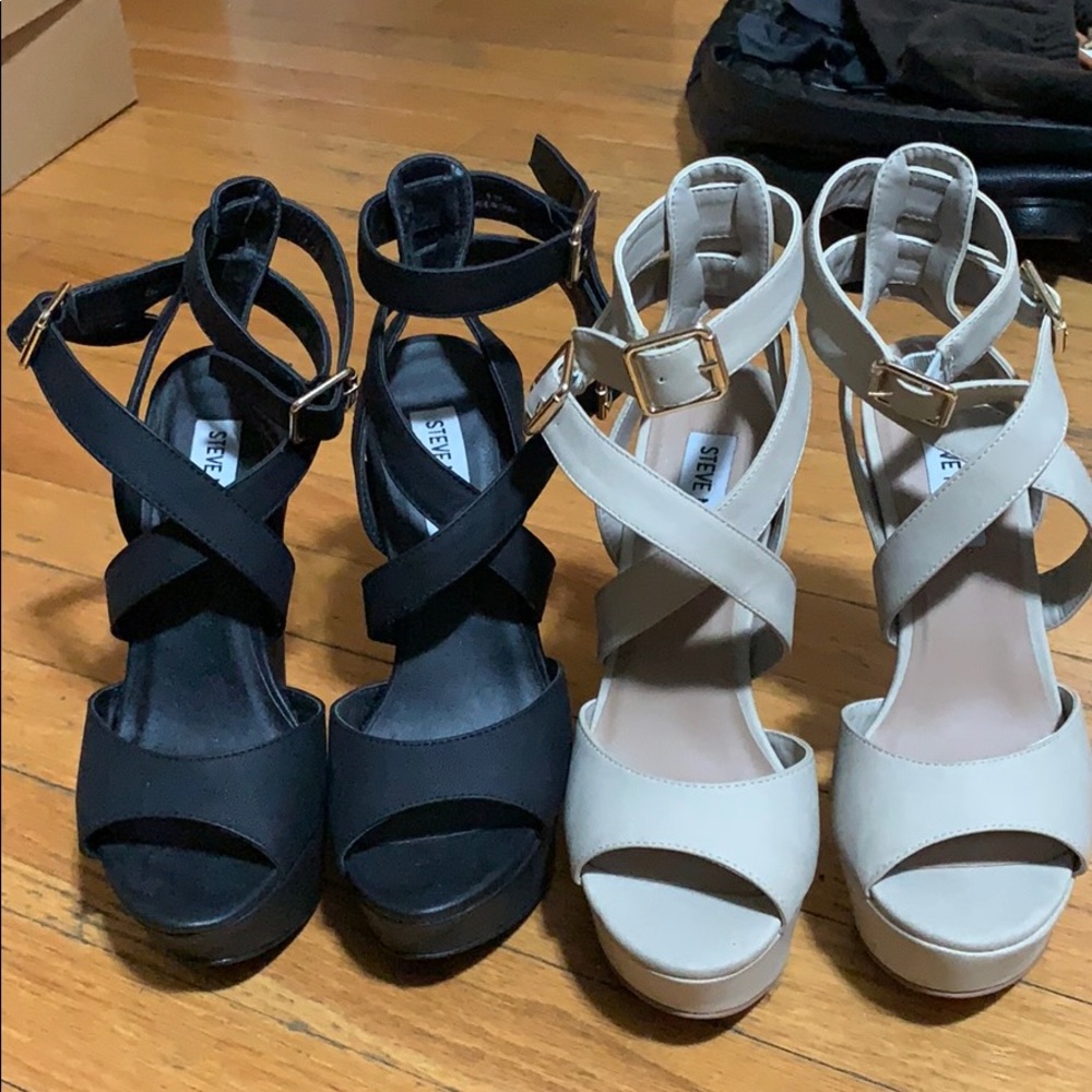 Steve Madden criss cross peep toe wedges